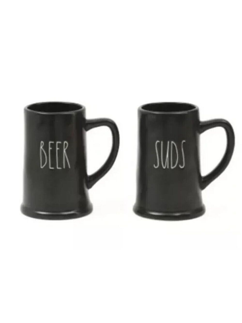 Rae Dunn Black Beer Steins BEER&SUDS NWT